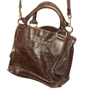 Vintage Sundance Bag Handbag Brown Leather Boho Distressed Brown Hippie Italy